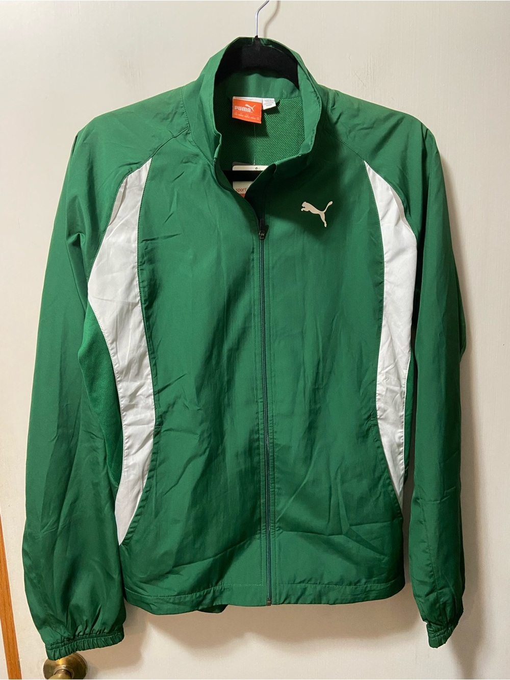 Puma Green and White Women's Windbreaker Jacket